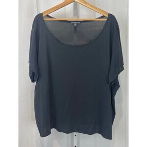 EILEEN FISHER System Silk Jersey Top Short Sleeve Black Size 3X Plus